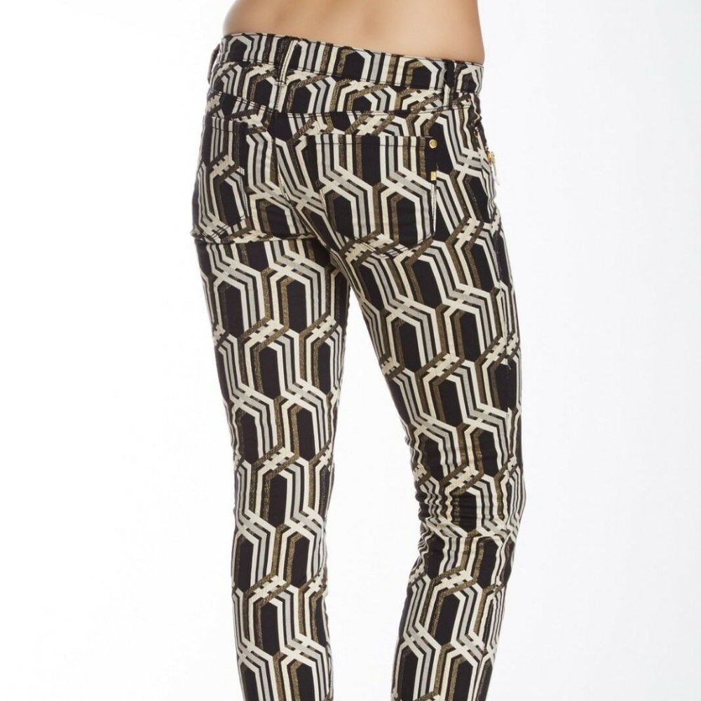 GENETIC DENIM New Jeans Jacquard Metallic Skinny Women's Size 26 $500 - Picture 5 of 9